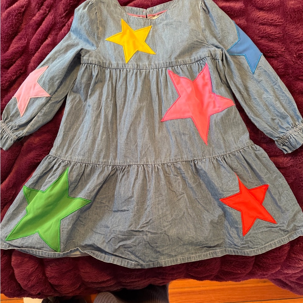 Mini Boden Denim Dress with Colorful Stars
